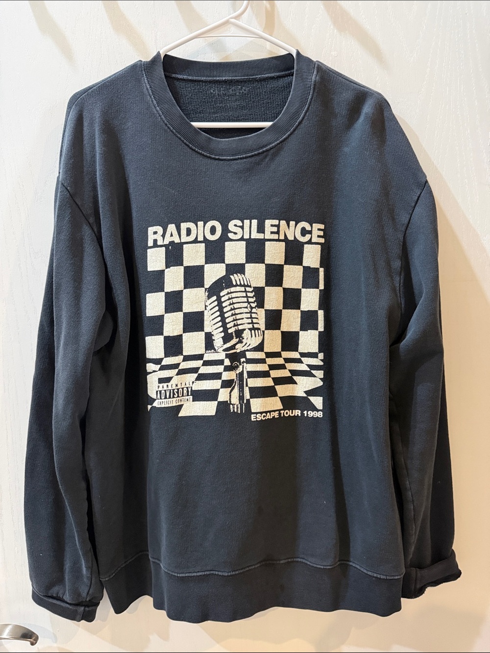 Brandy Melville Radio Silence Graphic Crewneck Sweatshirt - Black & Cream